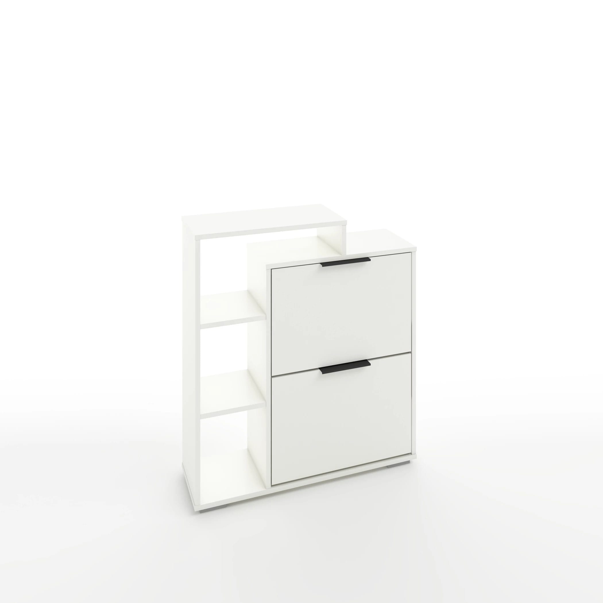 ТУМБА ПОД ОБУВЬ 2 ЯЩИКА (АРТ. ТО-5) (800*245*900ММ) (белый шагрень, ручка СА-1, цвет - черный) - фото 1