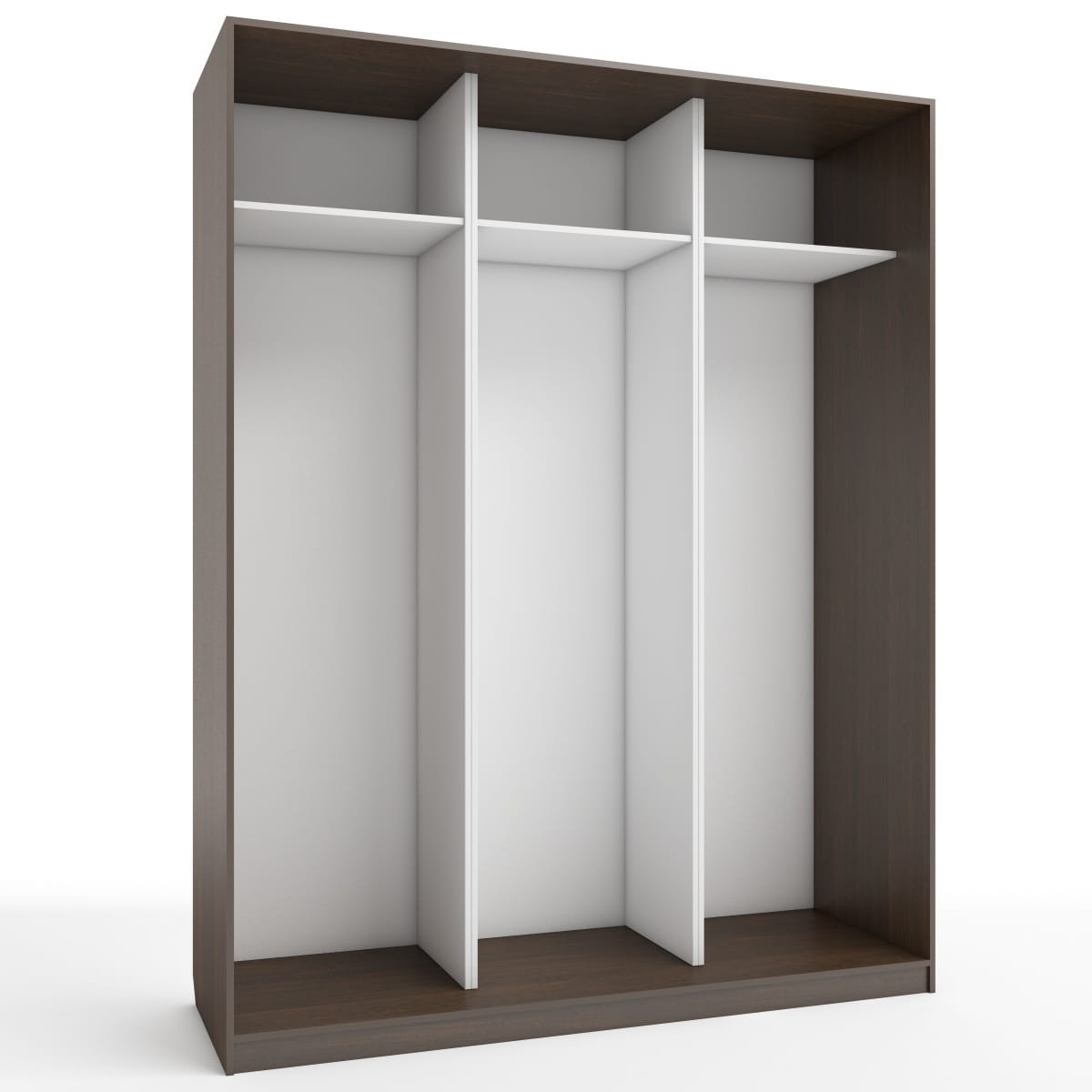 КОРПУС ШКАФА 1800*600*2300 ММ С АНТРЕСОЛЬНЫМИ ПОЛКАМИ (Корпус: ВЕНГЕ ТЕМНЫЙ, Наполнение: БЕЛЫЙ шагрень) - фото 1