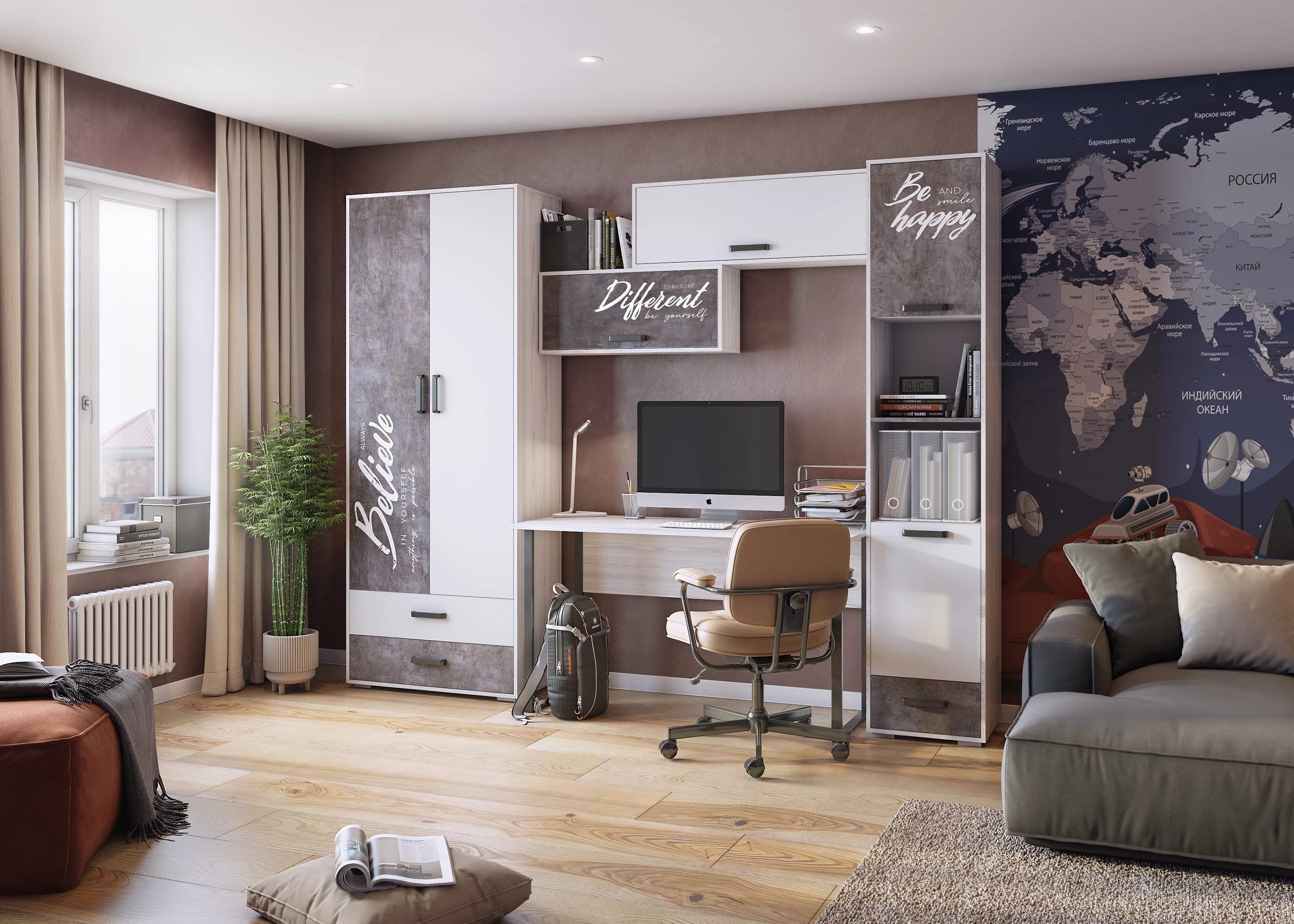 ОЛИВЕР (ясень анкор белый/камень темный с фотопечатью) - фото 3