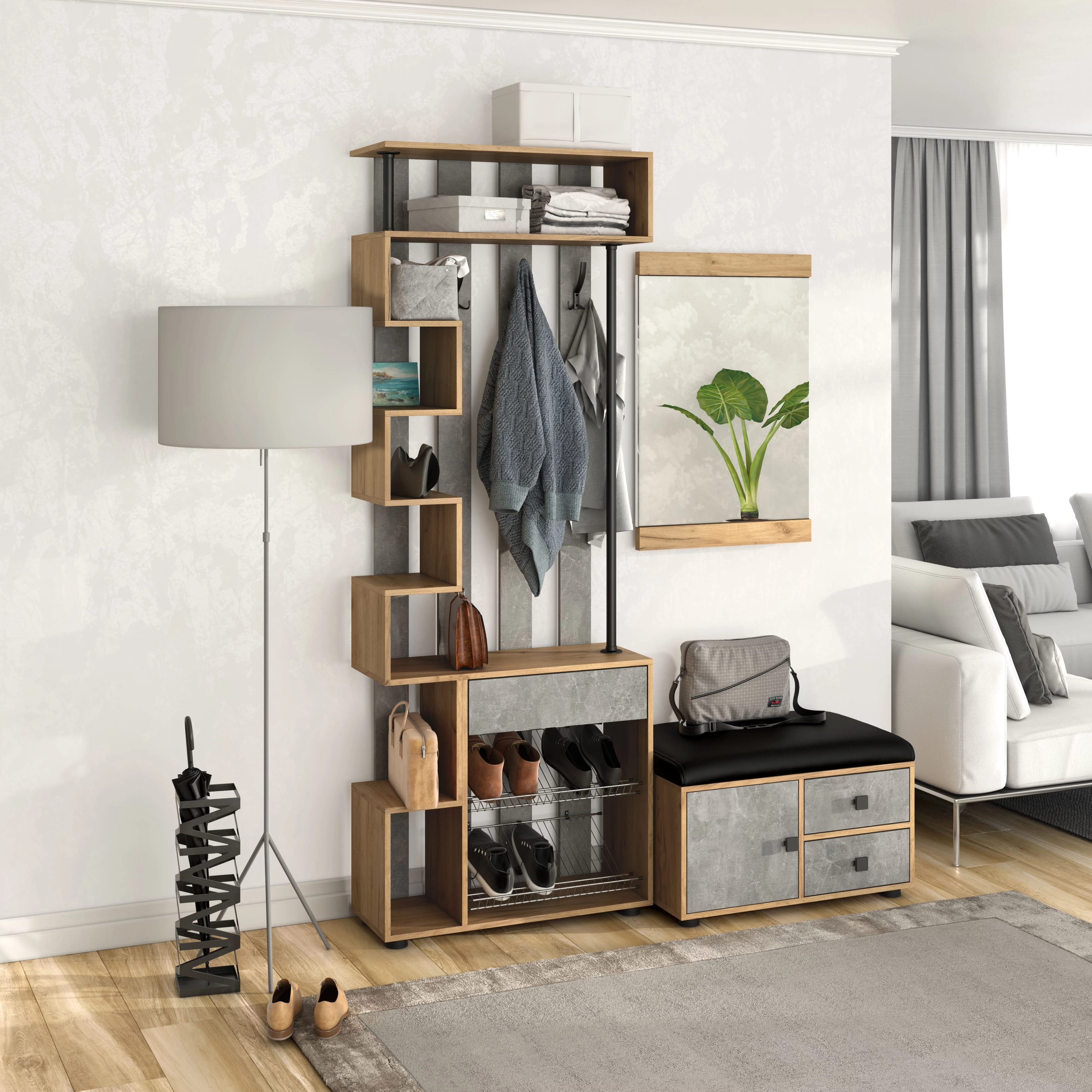 МИНИ (Дуб золотой крафт/ателье светлый (бетон)) - фото 4