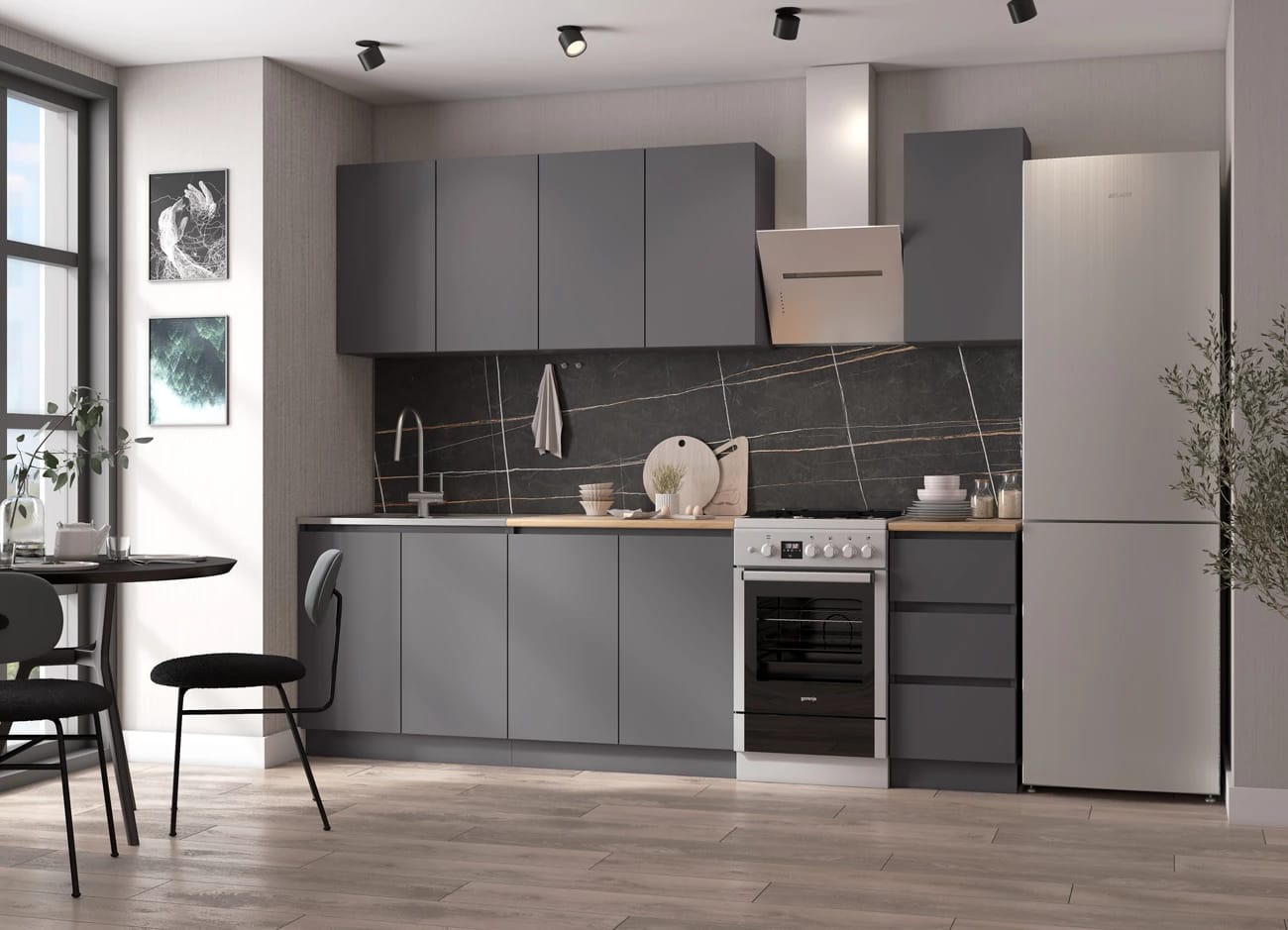 МОРИ (графит/столешница дуб вотан (800мм+400мм)) - фото 1