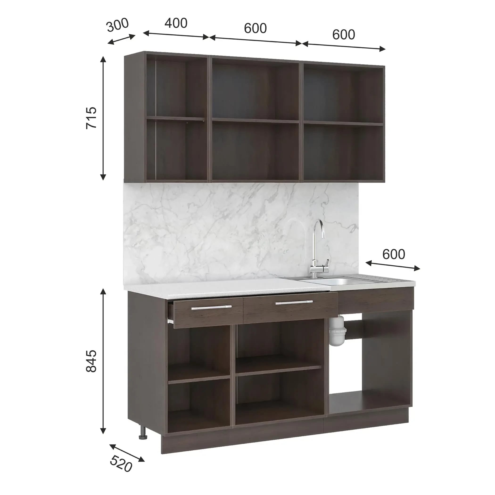 МАША-2 (корпус: венге/фасад: дуб сонома/ венге/столешница: антарес) - фото 2