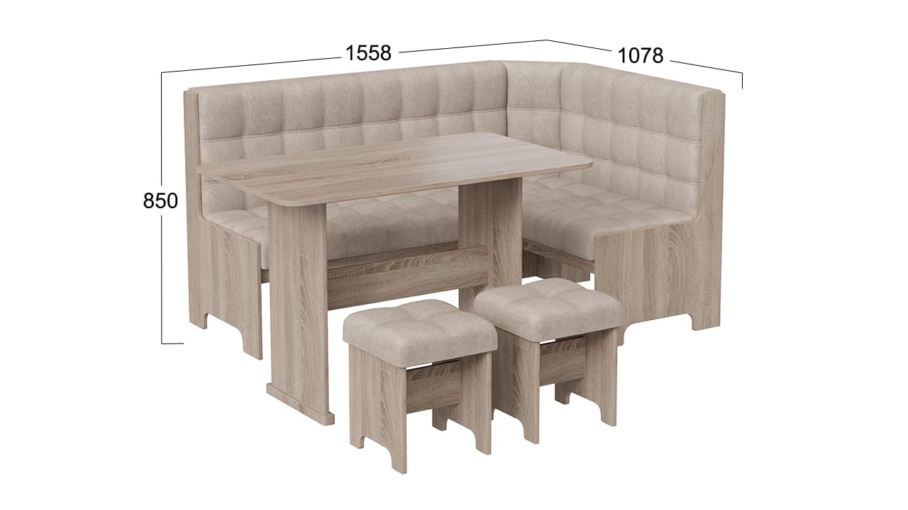 ФЛОРИДА (дуб крафт золотой/микровелюр Wellmart Latte) - фото 2