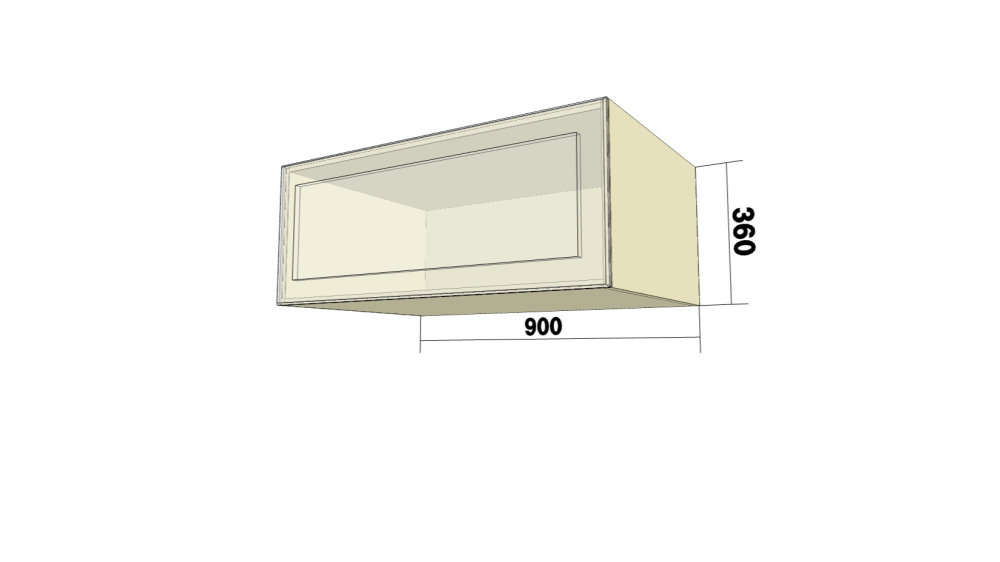 Фото Шкаф-витрина с 1 откидной дверью (ВО (глуб.)) (ШхВхГ: 900x360x570) - вид 2