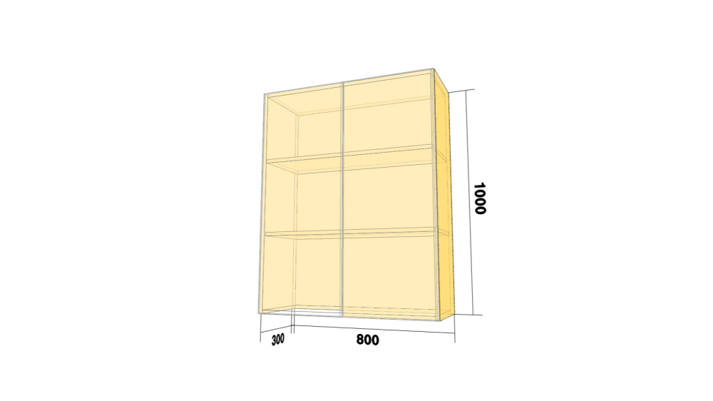 Фото Шкаф высокий с 2 распашными дверьми (ШхВхГ: 800x1000x300) - вид 2