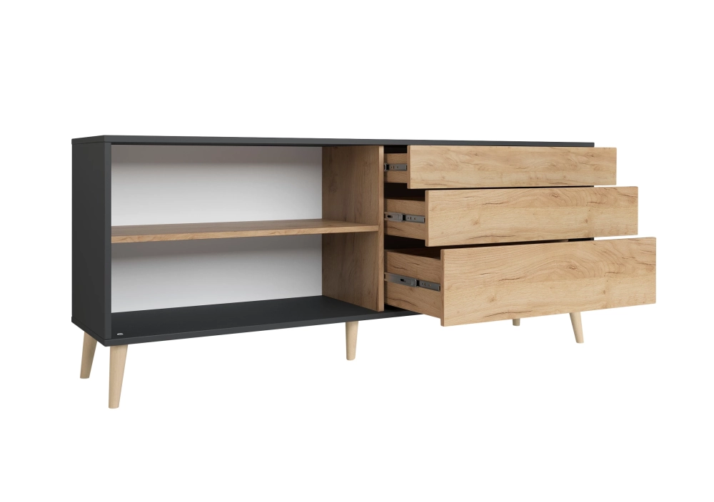 Фото ТУМБА КОМБИНИРОВАННАЯ (АРТ. 6-56005) 1600Х384Х672ММ (дуб крафт золотой / графит) - вид 3