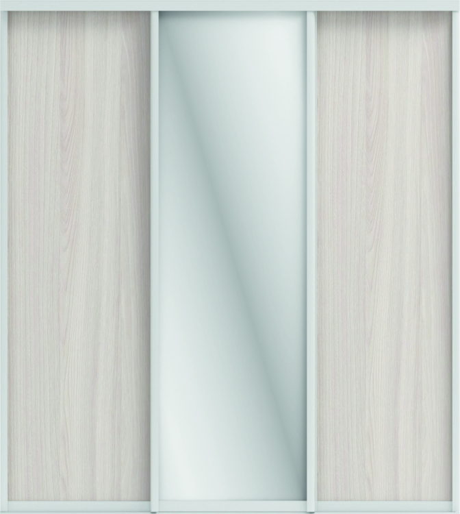 Фото ОРИОН (ЗЕРКАЛО/ЛДСП) (ясень светлый/профиль С хром) - вид 1