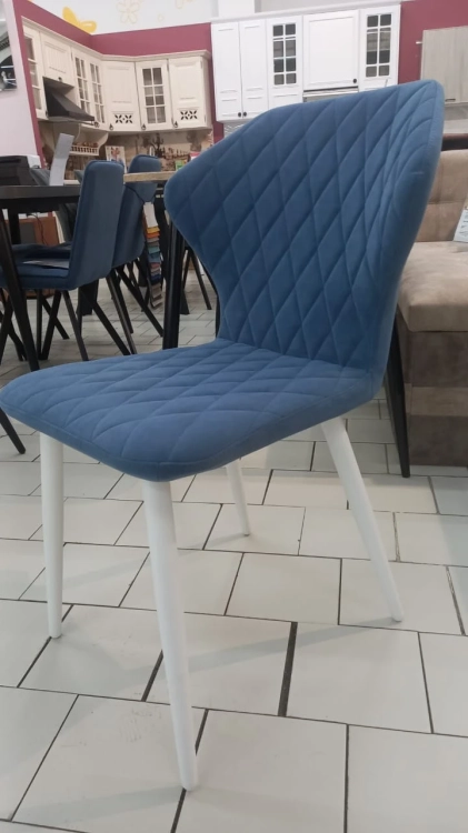 Фото ЙОРК-1 (сиденье: Текстиль Dream DREAM ocean (серо-голубой)/каркас: белый матовый (Муар)) - вид 5