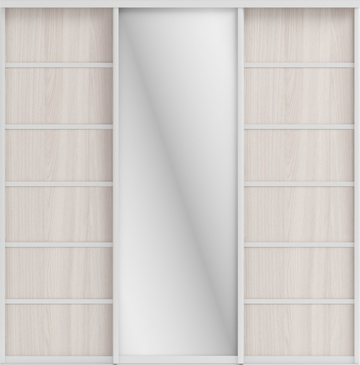 Фото СТИВ (ЗЕРКАЛО/ЛДСП) (ясень светлый/профиль С хром) - вид 2