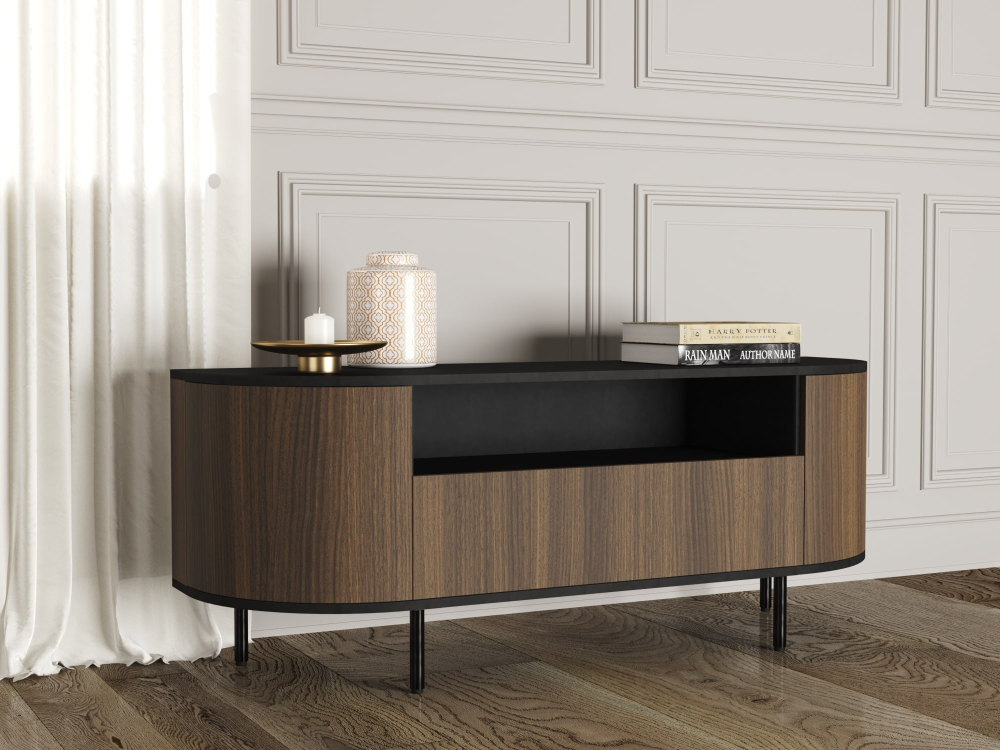 Фото ЭЛИС (мдф акация темн.+лдсп черный, корпус черный) - вид 1