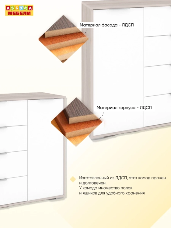 Фото ЛАРС-4.2 (ясень светлый/белый шагрень, ручка СА-1, цвет - металлик) - вид 3