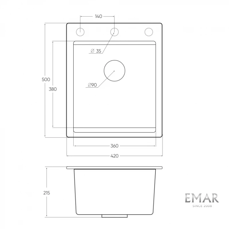 Фото EMAR ГРАНИТ EMQ-1420.Q МОЙКА ВРЕЗНАЯ (оникс) - вид 4