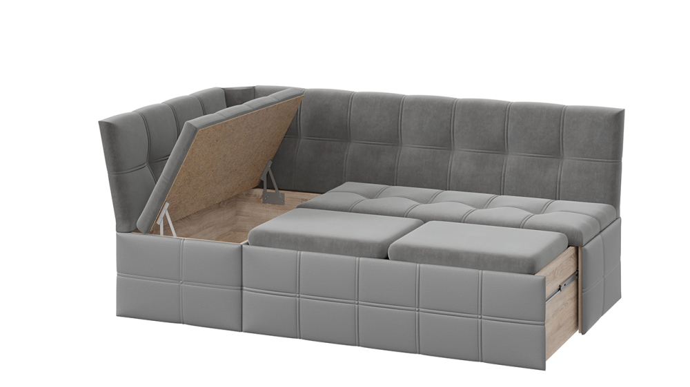 Фото ДОМИНО (кожзам серый/велюр серый) - вид 2