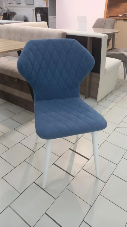 Фото ЙОРК-1 (сиденье: Текстиль Dream DREAM ocean (серо-голубой)/каркас: белый матовый (Муар)) - вид 4