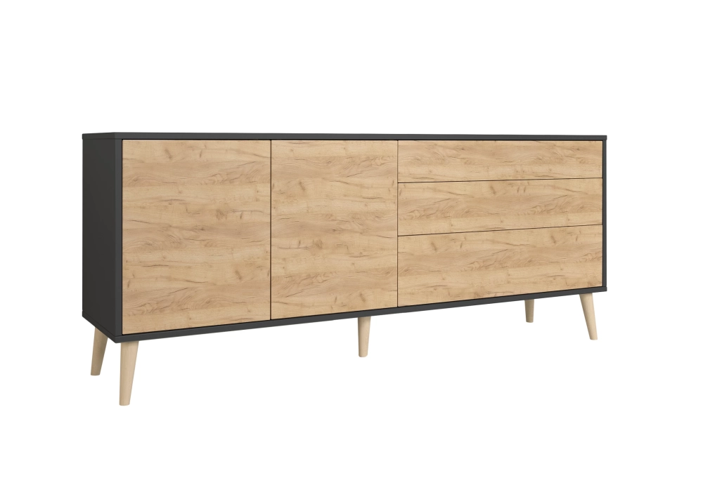 Фото ТУМБА КОМБИНИРОВАННАЯ (АРТ. 6-56005) 1600Х384Х672ММ (дуб крафт золотой / графит) - вид 2