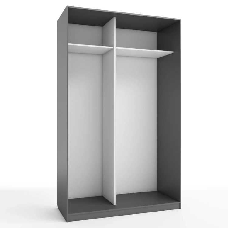 Фото КОРПУС ШКАФА 1400*600*2300 ММ С АНТРЕСОЛЬНЫМИ ПОЛКАМИ (Корпус: ГРАФИТ, Наполнение: БЕЛЫЙ шагрень) - вид 1