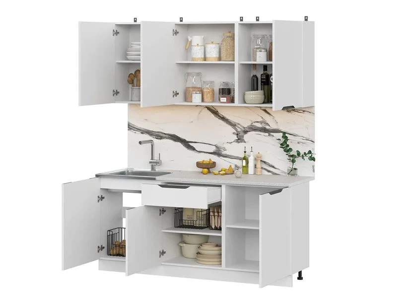 Фото КАЙЛИ (белый/белый/столешница 26 мм ( 0.6м+0.6м), антарес) - вид 5