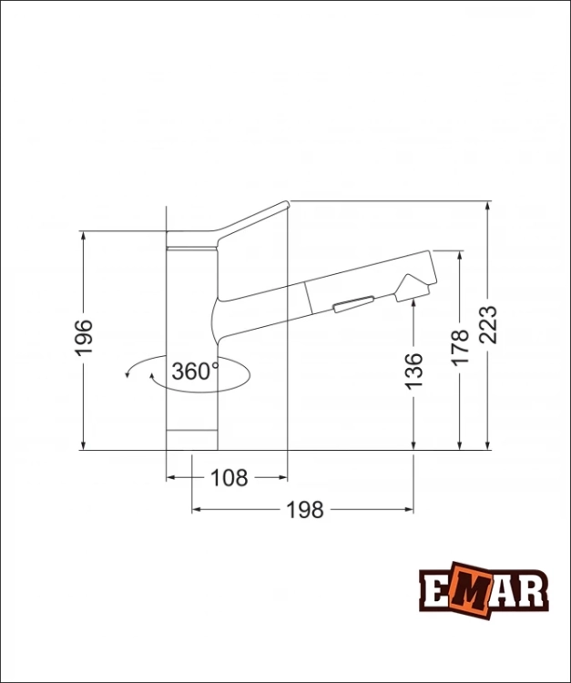 Фото EMAR гранит ЕС-3012, смеситель (8, черный/морион) - вид 3