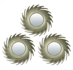 Комплект декоративных зеркал "Плезир", золото, 3шт, D8 см /16
