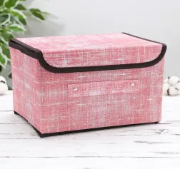 Короб для хранения с крышкой 26х20,5х16 см "Ронда" цвет розовый 5160790