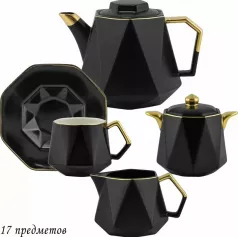 Сервиз чайный 17 пр. /220 мл в под.уп.(х6)Фарфор, черный (арт.106-192)