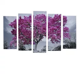 Картина модульная на подрамнике "Дерево в цвету" 125х80 см (2-25х63, 2-25х70, 1-25х80) 4416307