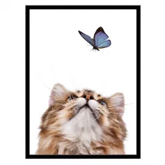 Постер в раме 30х40 Животные (Котенок и бабочка) 230401514 (6)