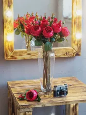 Цветок иск. Роза Остина (красный) 64 см