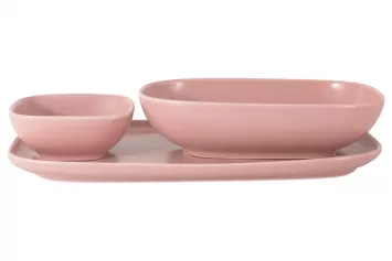 Набор посуды "Форма" розовый (тарелка 30х16см.+ 2 салатника 20 и 10см) в п/у.