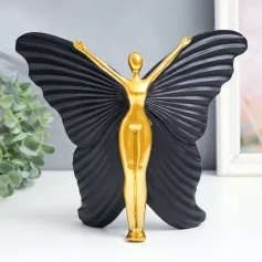 Сувенир "Девушка-бабочка" 25х8х20,5 см, чёрный с золотом 9304524