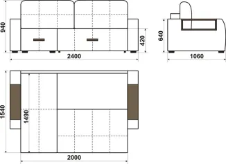 Диван ДЖАЗ; диван угловой (универсальный угол)