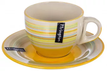 Чашка с блюдцем 220мл, желт. (арт.139-23021)