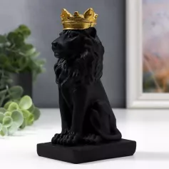 Сувенир "Чёрный лев в золотой короне" 13,8х5,8х8 см 5449206