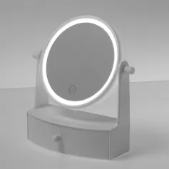 Зеркало настольное с подсветкой белое, 4*ААА (не в компл), 3488116