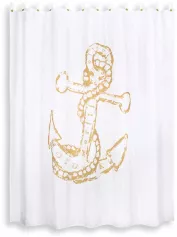 Штора для ванной комнаты 200х200см тканевая Maritime, цвет белый/золотой