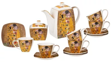 Сервиз чайный Lefard "Поцелуй" (Г. Климт) на 6 персон 14 пр., золотой (кор=2 наб.) (арт.104-907)