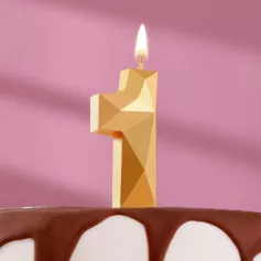Свеча в торт «Алмаз» цифра 1 золотая 9472303