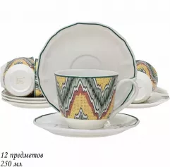 Набор чайный "БУХАРА" на 6 персон 12 пр., 250 мл, п/у. (х6)Фарфор (арт.205-177)
