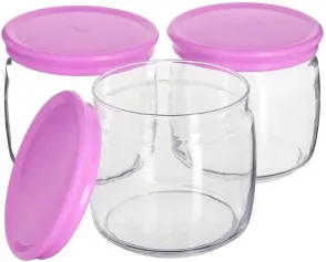 Набор банок "Cesni" 3 шт.*500 мл с розовой пласт. крышкой (43003)
