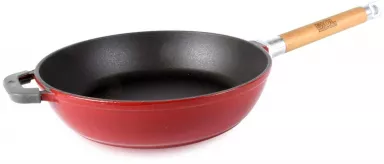Сковорода чугунная БИОЛ 24 см с эмал. покрытием красная, съемная ручка (4) 03243E (М1351)