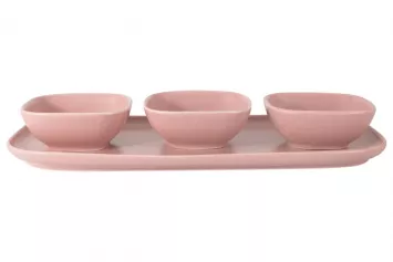 Набор посуды "Форма" розовый (тарелка 35х16см + 3 салатника 10см) в п/у.